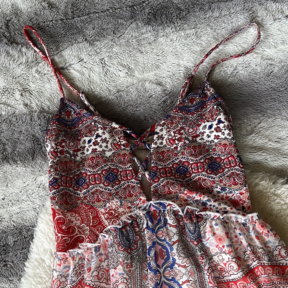 Living Doll Long Flowy Bohemian/Cottagecore Style Dress with Snug Bodice Maxi - Picture 3 of 11